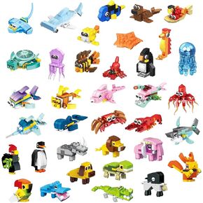 36PCS Boys Building Blocks Party Favors Animals, Classroom Prizes,Goodie Bag Stuffers,Bulk Toys,Birthday School Easter Gifts for Kids Mini Building Decoration