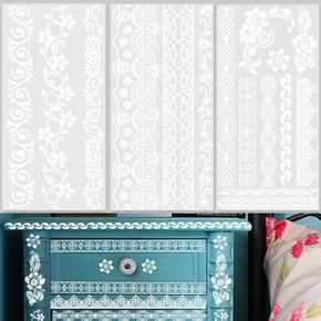 3 Sheet White Flower Rub on Transfers Vintage Decorative Design Rub on Transfers for Crafts Durable Floral Rub on Stickers Decal for Furniture Home Office Wall Wood Paper Decor 5.9''*11.8''