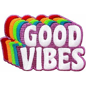 Pinsanity Good Vibes Rainbow Embroidered Iron-on Patch