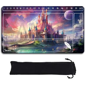 Playmats متوافقة مع Lorcana Size 24x14 بوصة حصيرة ألعاب TCG ، ومطاط غير انزلاق مع حصيرة لعب المناطق وحقيبة تخزين مجانية (Dis45-Zone1 ، 24 × 14 بوصة)