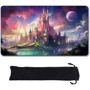 Playmats Compatible for Lorcana Size 24x14 Inches TCG Gaming Mat, Non-Slip Rubber with Zones Play Mat and Free Storage Bag (DIS45-zone1, 24 x 14 in)