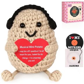 Valentine's Positive Potato-Funny Positive Potato Gifts,Mini Positive Potato,Cute Crochet Positive Potato Dolls,Emotional Support Valentine's Day Gifts for Her/Him for Women with Anniversary Card