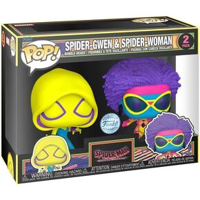 Funko Spider-Man Spider-Gwen & Spider-Woman Pop! Vinyl Bobblehead Figure Set - Black Light Limited Edition Exclusive