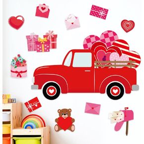 Valentine's Day Bulletin Board Set DIY Truck Bulletin Board Cutouts Crafts Valentine's Day Truck Classroom Bulletin Board Decor for Valentine's Day Party School Home Wall Chalkboard Decor