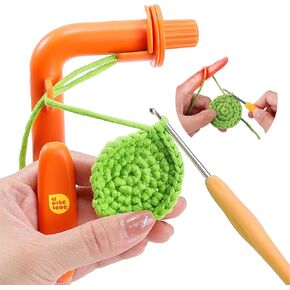 Crochet Holder for Beginners - Crochet Helper to Learn How to Crochet and Make Magic Rings, 3 in 1 Magic Rings Tool, Yarn Tension Regulator and Yarn Guide Tool, Crochet Tool for Beginners (Orange)