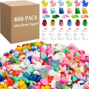 Barydat 400 Pcs Mini Resin Animals Figures Bulk for Pranks Hide Crafts Tiny Resin Miniature Toys Garden Accessories Mini Stuff for Valentine‘s Day Party Favors Gifts Garden Decoration(Cute)