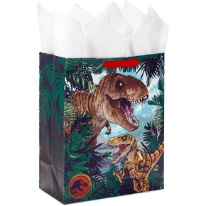Hallmark Jurassic Park 13" Large Gift Bag with Tissue Paper (T-Rex, Dinosaurs) for Birthdays, Christmas, Holidays