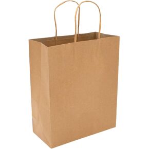 KAGAZ Paper Bags with Handles,10x5x13 Inches, 25 bags, Kraft Shopping Bags, Party gift Bags (White)