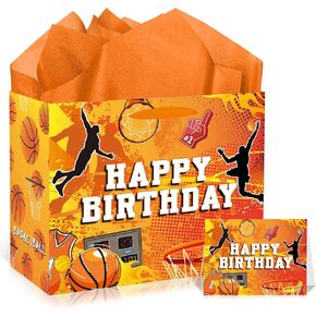 EoBeCy Large Golf Gift Bag: Green Golf Gift Wrapping Bags with Handles, Tissue Paper and Greeting Card, Golf Lover Birthday Gift Bag for Men Kids Boys Golfers Golf Themed Party Favors in Kuwait