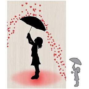 Heart Rains Umbrella Girl Metal Die Cuts,Girl Cutting Dies Cut Stencils for DIY Embossing Photo Decorative Paper Dies Scrapbooking Card Making