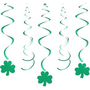 Shamrock Swirl Decorations Plastic Swirls Party Streamers St. Patrick’s Day Decor Lucky One Birthday Decorations (30pcs，Green）
