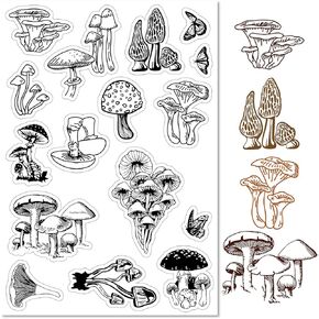 CRASPIRE Mushroom Clear Stamps Silicone Stamp Seal Transparent Silicone Stamps for Cards Making Mother's Day Father's Day DIY Scrapbooking Journal Photo Album Decorative