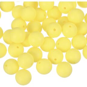 uxcell 50Pcs 15mm Silicone Beads, Round Loose Rubber Bead Bulk Focal Beads for DIY Keychain Pens Bracelets Jewelry Making (Gold)