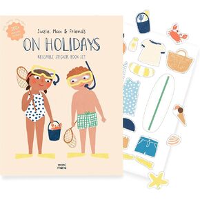 Suzie, Max & Friends On Holidays - Reusable and Educational Sticker Book Set for Kids 3-8Y - 200 Static Reusable Stickers - Quality Sticker Book - Travel Activity Set - Interactive Toy for Boys Girls