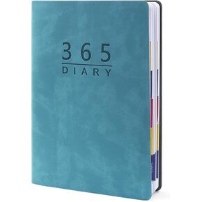 2025 Daily Planner,A5 Daily Journal Notebook Soft Leather Cover Calendar Diary Book with Tabs for 365 Days Plan Appointment Book Schedule Business Agenda Scrapbook,Jan 2025 - Dec 2025 (Blue)