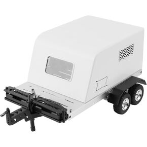 RC مقطورة لسحبها خلف السيارة ، RC Metal Van Heavy Van Crawler Scale Trailer Kit مع عوائق وخلفية ل 1/18 Trx4m Ascent 18 Fcx18 و 1/24 SCX24 FCX24 RC Crawler ترقيات