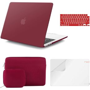 iCasso for MacBook Air 13 inch Case 2024 2022 M3 A3113 M2 A2681, Matte Hard Shell Case&Laptop Sleeve&Screen Protector&Keyboard Cover for Mac Air 13.6 Inch with Small Bag，Wine Red