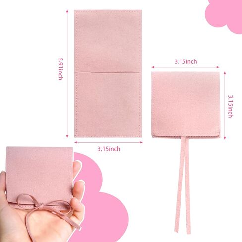 Heliltd 12pcs Microfiber Jewelry Pouch 8x8cm Microfiber Jewelry Bags Bulk Microfiber Jewelry Packaging Bag Small Gift Pouches Mini Gift Bag for Jewelry Envelope Style with Strings (Beige) in Kuwait