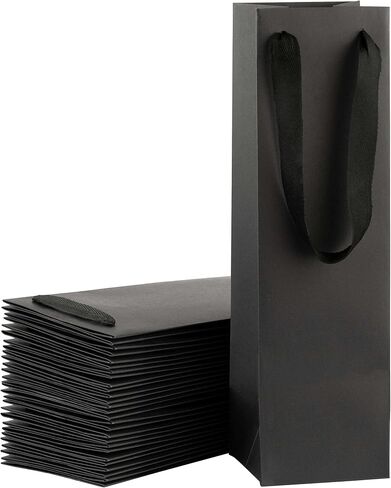 Purple Q Crafts Black Wine Bag for Wine Bottle Whiskey/Spirits, Reusable Bag, Laminated for Extra Strength. (4 Pack) in Kuwait