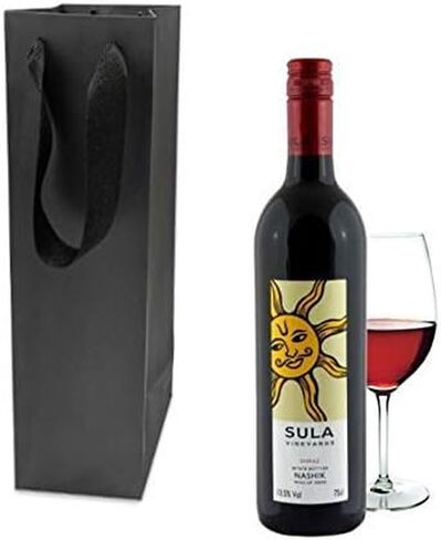 Purple Q Crafts Black Wine Bag for Wine Bottle Whiskey/Spirits, Reusable Bag, Laminated for Extra Strength. (4 Pack) in Kuwait