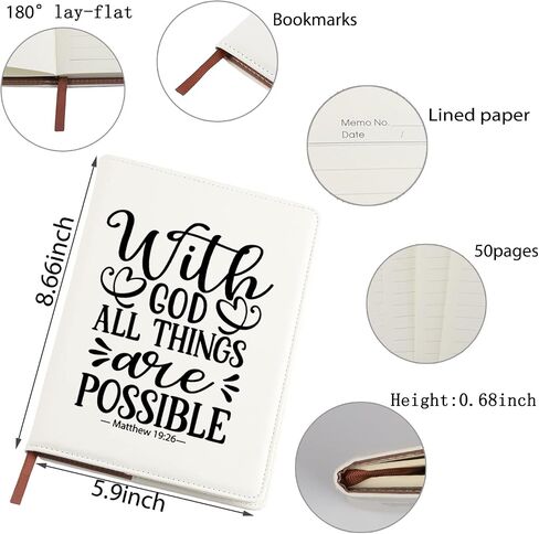 Religious Gifts Inspirational Christian Leather Notebook Encouragement Quote Gift With God All Thing are Possible Faith Journey Notebook (With God All Things are Possible Notebook) in Saudi Arabia