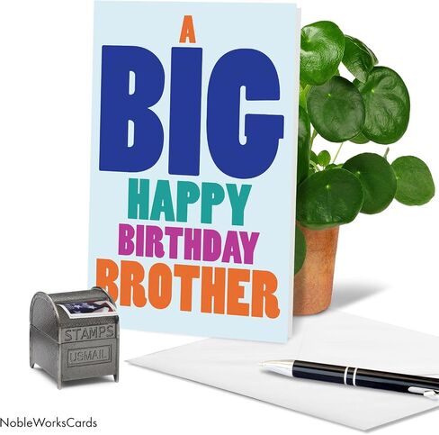 NobleWorks Birthday Brother Greeting Card with 5 x 7 Inch Envelope (1 Card) Special Brother C10621BRG in Saudi Arabia