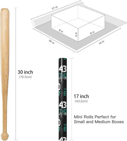 RUSPEPA Birthday Wrapping Paper for Man - Mini Roll - HAPPY 43rd BIRTHDAY Text Design for Men's or Father's Birthday Party Gift Wrap and Special Occasions - 17 inches x 16.4 feet - 43 Year Old in Saudi Arabia