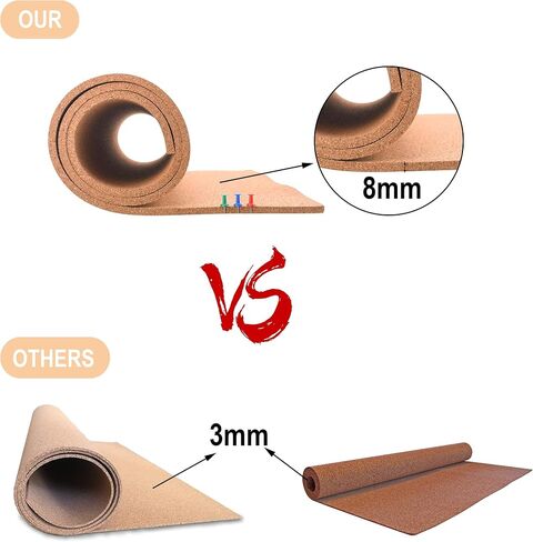 SUNGIFT Cork Board Roll 8 mm Thick - 50"x16" Cork Rolls Bulletin Boards Self-Adhesive Natural Cork Tiles with 100 Push Pins Mini Wall Frameless Corkboards for Wall in Saudi Arabia