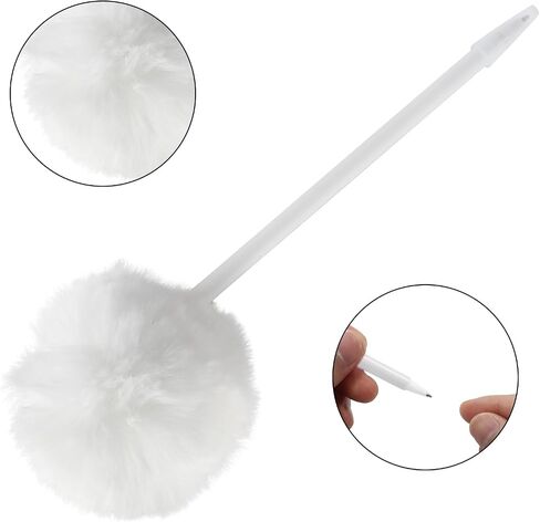 4 Pack Pom Pom Pens Colorful Fluffy Ballpoint Pens for School and Office Cute Pens for Girls and Women(Black, White, Red, Orange) in Kuwait