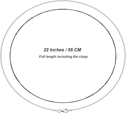 Sterling Silver 1mm Box Chain Necklace,Sturdy Lobster Claw Clasp,Classic and Premium Thin Italian Box Chain Necklace 14-24 Inches in Kuwait