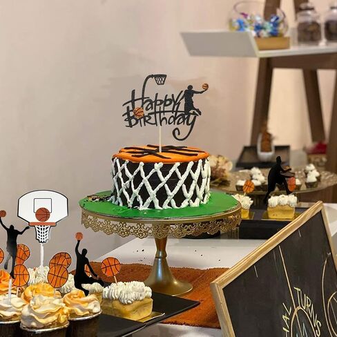 6 Pcs Basketball Cake Topper Set Happy Birthday Basketball Themed Cake Decoration for Boys Sport Them Birthday Party Sports Event Party Supplies in Saudi Arabia