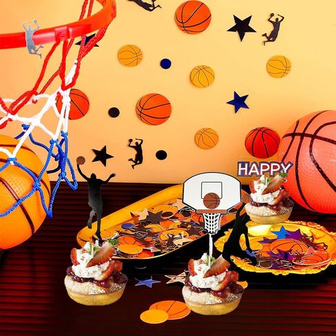 6 Pcs Basketball Cake Topper Set Happy Birthday Basketball Themed Cake Decoration for Boys Sport Them Birthday Party Sports Event Party Supplies in Saudi Arabia