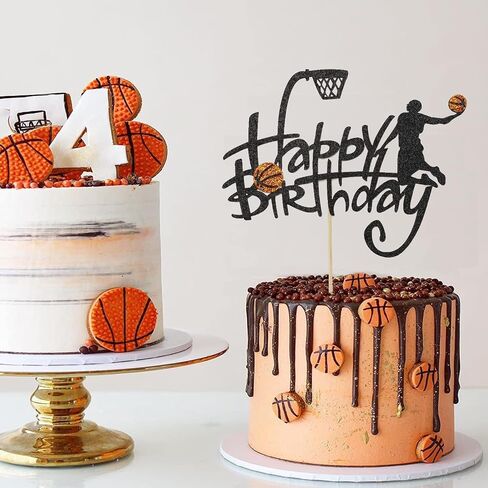 6 Pcs Basketball Cake Topper Set Happy Birthday Basketball Themed Cake Decoration for Boys Sport Them Birthday Party Sports Event Party Supplies in Saudi Arabia