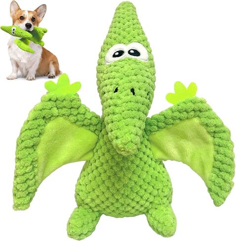 LWBMG Squeaky Dog Toys Plush Dog Toy with Crinkle Paper Dinosaur Dog Toy Stuffed Animals Chew Toy Plush Squeaky Dog Birthday Toys for Small Medium Large Dogs Green in Saudi Arabia