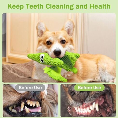 LWBMG Squeaky Dog Toys Plush Dog Toy with Crinkle Paper Dinosaur Dog Toy Stuffed Animals Chew Toy Plush Squeaky Dog Birthday Toys for Small Medium Large Dogs Green in Saudi Arabia