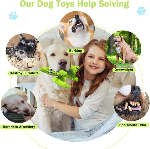 LWBMG Squeaky Dog Toys Plush Dog Toy with Crinkle Paper Dinosaur Dog Toy Stuffed Animals Chew Toy Plush Squeaky Dog Birthday Toys for Small Medium Large Dogs Green in Saudi Arabia