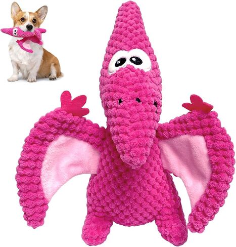 LWBMG Squeaky Dog Toys Plush Dog Toy with Crinkle Paper Dinosaur Dog Toy Stuffed Animals Chew Toy Plush Squeaky Dog Birthday Toys for Small Medium Large Dogs Green in Saudi Arabia