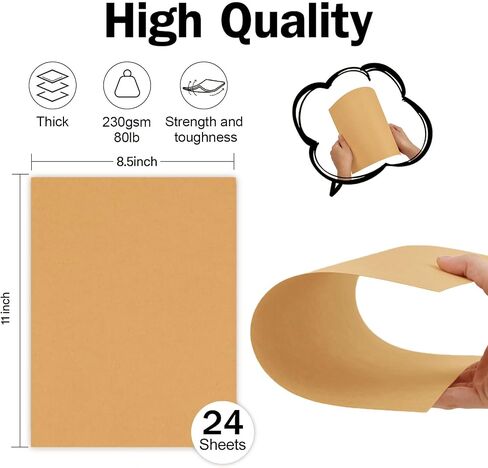 100 Sheets Light Brown Cardstock 8.5 x 11 Kraft Paper, Goefun 80lb Card Stock Printer Paper for Invitations, Menus, Crafts, DIY Cards in Kuwait