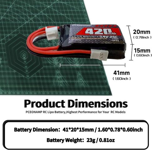 2S Lipo Battery 420mAh 7.4V for FCX24 25C with Molex Plug Rechargeable High Capacity RC 7.4V Lipo Battery Fit for 1/24 Scale RC Cars Trucks with 1 USB Charger （3packs） in Saudi Arabia