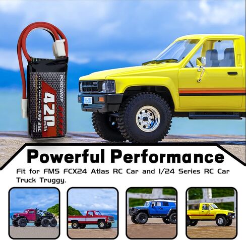 2S Lipo Battery 420mAh 7.4V for FCX24 25C with Molex Plug Rechargeable High Capacity RC 7.4V Lipo Battery Fit for 1/24 Scale RC Cars Trucks with 1 USB Charger （3packs） in Saudi Arabia