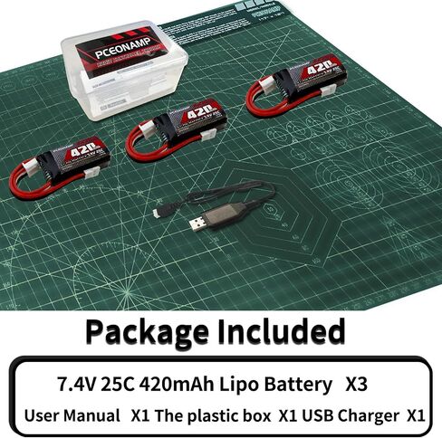 2S Lipo Battery 420mAh 7.4V for FCX24 25C with Molex Plug Rechargeable High Capacity RC 7.4V Lipo Battery Fit for 1/24 Scale RC Cars Trucks with 1 USB Charger （3packs） in Saudi Arabia