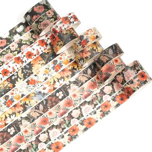 10 Rolls Blooming Flowers Washi Tape Set Floral Arts Adhesive Tapes Colorful Garden Decorative Masking Tape Sets for Craft, Kids, Scrapbook, DIY, Gift Wrapping (2-Romance) in Saudi Arabia