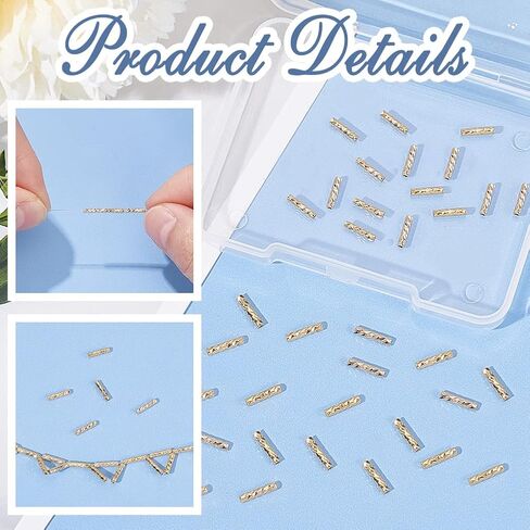 BENECREAT 100Pcs Real 18K Gold Plated Tube Beads, Carved Noodle Tube Beads Straight Spacer Beads 7x1.5mm for DIY Craft Bracelet Necklace Jewelry Making in Saudi Arabia