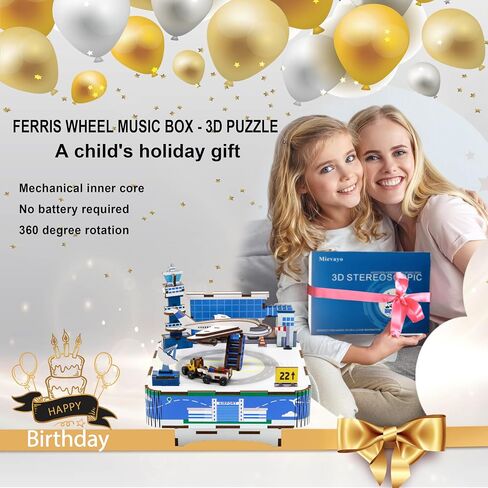 Ferris Wheel DIY Rotating Music Box Kit 3D Wooden Jigsaw Puzzle Adult Teen Birthday Gifts and Toys for Kids in Saudi Arabia