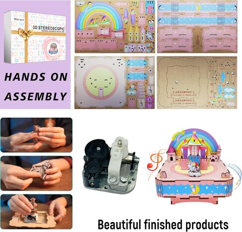 Ferris Wheel DIY Rotating Music Box Kit 3D Wooden Jigsaw Puzzle Adult Teen Birthday Gifts and Toys for Kids in Saudi Arabia