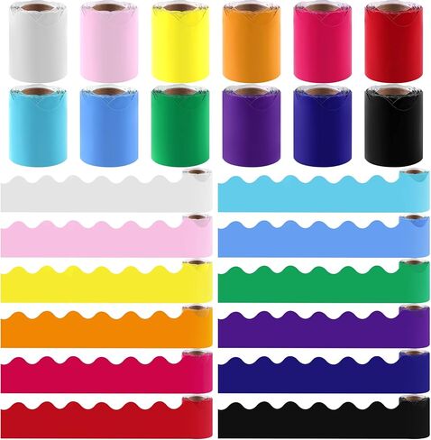 Elcoho 12 Rolls 393.6 FET Bulletin Bulletin Board Borders Borders Multicolor Classroom Forders for Bulletin Board Trim Bulletin Board Binders Borders for School ، Decordroom Decor (Multicolor) in Kuwait