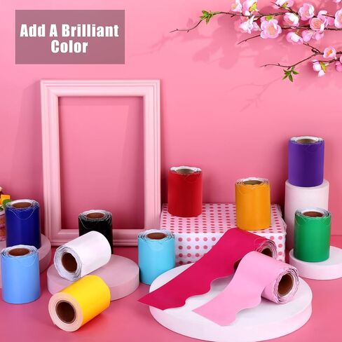 Elcoho 12 Rolls 393.6 FET Bulletin Bulletin Board Borders Borders Multicolor Classroom Forders for Bulletin Board Trim Bulletin Board Binders Borders for School ، Decordroom Decor (Multicolor) in Kuwait