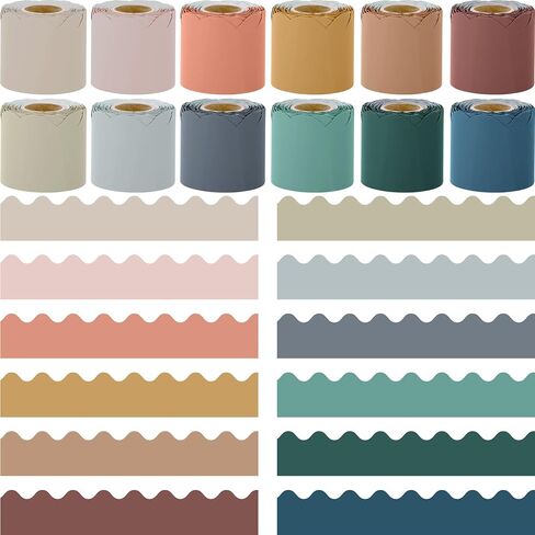 Elcoho 12 Rolls 393.6 FET Bulletin Bulletin Board Borders Borders Multicolor Classroom Forders for Bulletin Board Trim Bulletin Board Binders Borders for School ، Decordroom Decor (Multicolor) in Kuwait
