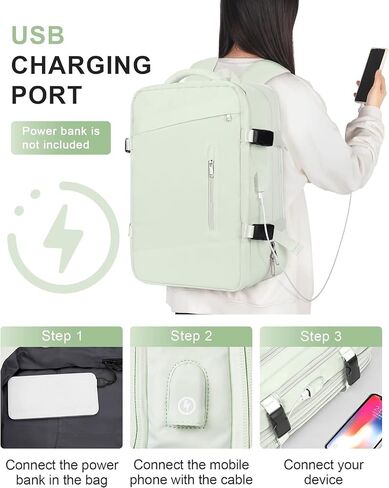 Unisex backpack 17-inch Laptop Backpack for Work and Travel, Large Capacity, USB Charger Port, Anti-Theft Design (Mint Green) in Saudi Arabia
