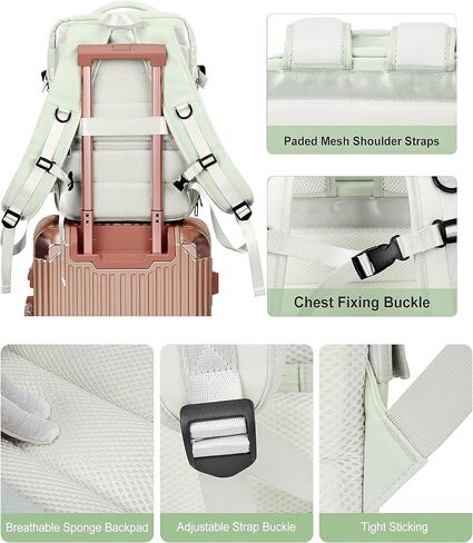 Unisex backpack 17-inch Laptop Backpack for Work and Travel, Large Capacity, USB Charger Port, Anti-Theft Design (Mint Green) in Saudi Arabia